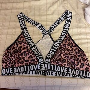 Plus leopard letter tape lingerie top